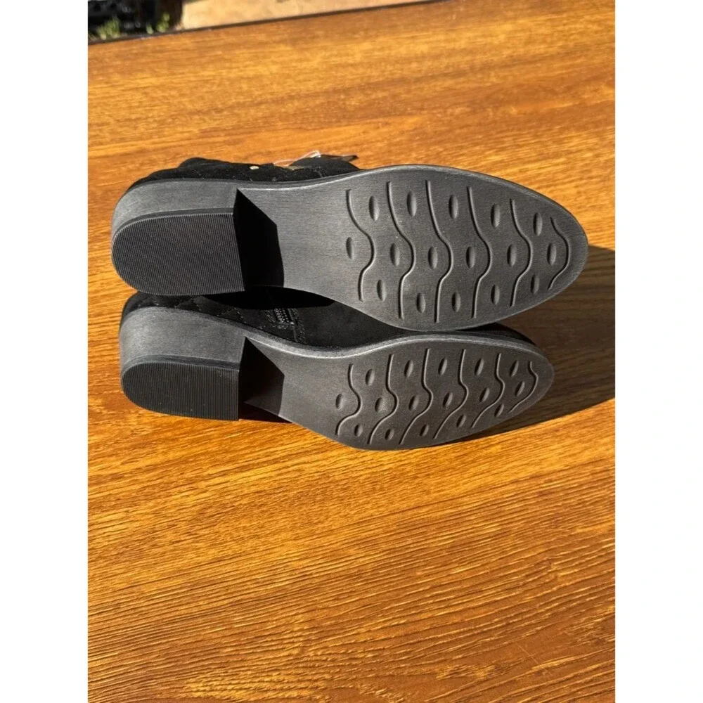 White Mountain Jodi Black Ankle Boots Women 7M Side Zip Low Heel Comfort